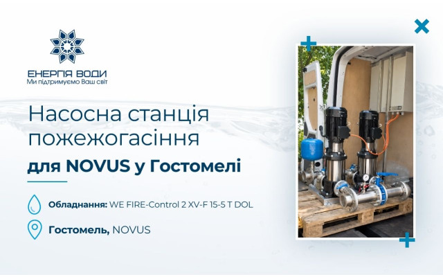 Насосная станция пожаротушения для компании NOVUS в Гостомеле