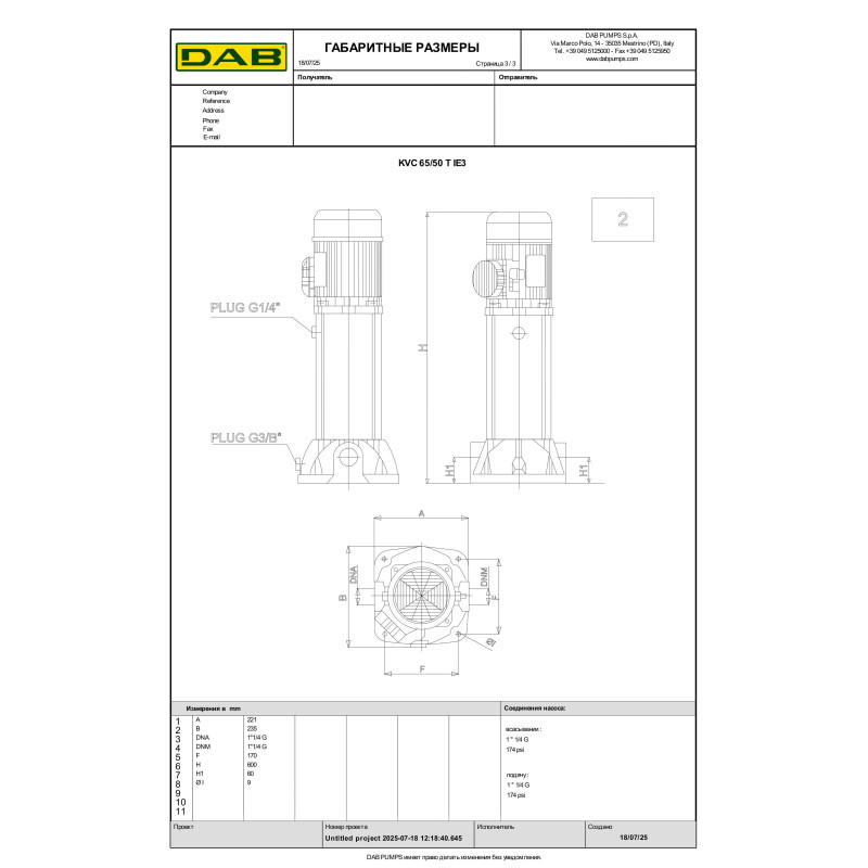 Багатоступеневий вертикальний насос KVC 65/50 T (60179914)