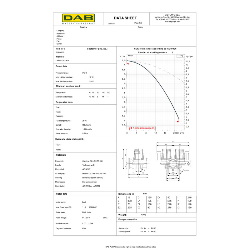 Циркуляционный насос DMH 30/250.40T DPH 60/280.50 M (505934002)