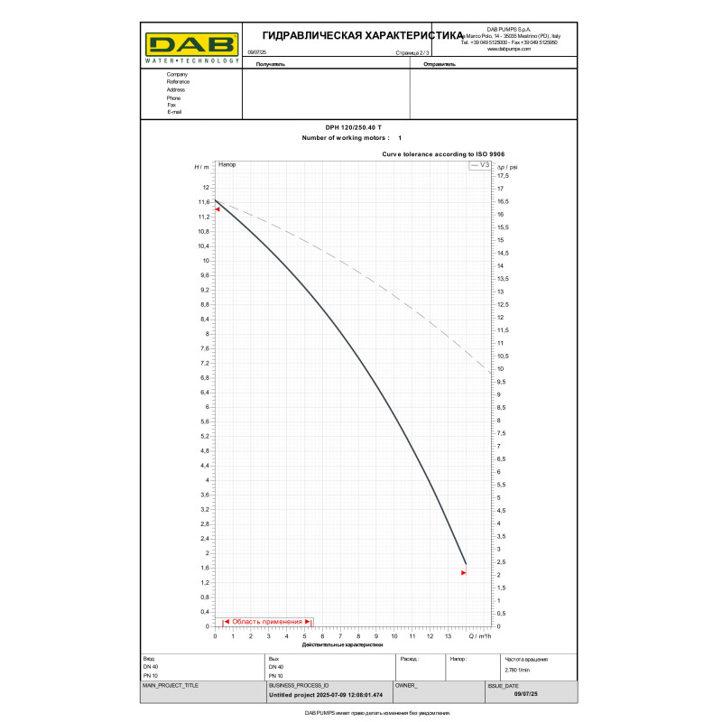 Циркуляционный насос DPH 120/250.40 T (505917622)