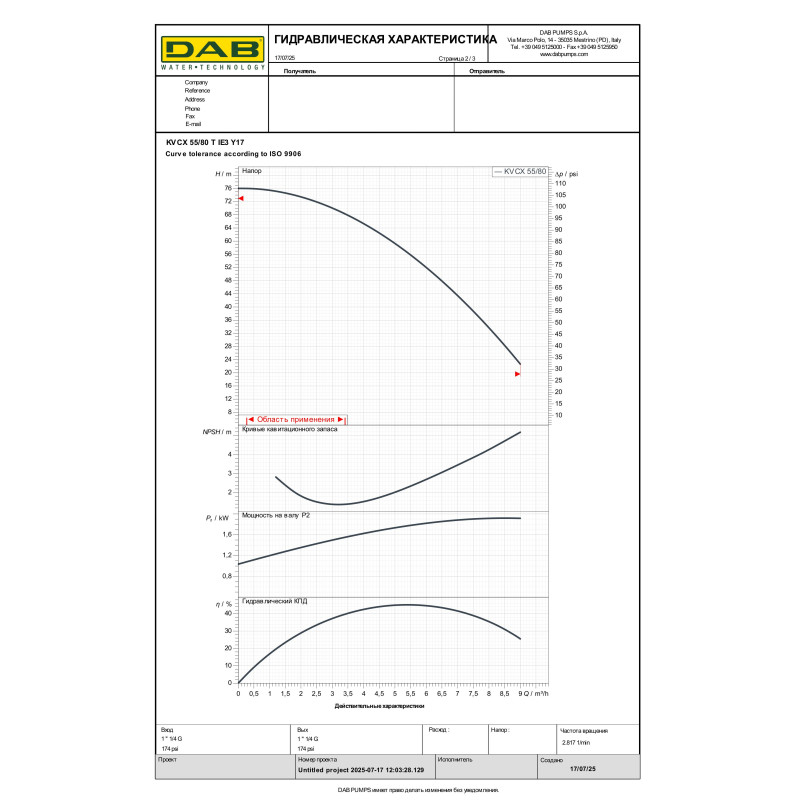 Багатоступеневий вертикальний насос KVCX 55/80 T (60183797)