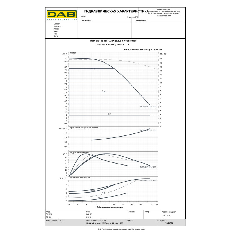 Насос с сухим ротором DCM-GE 125-1270 (60192018)