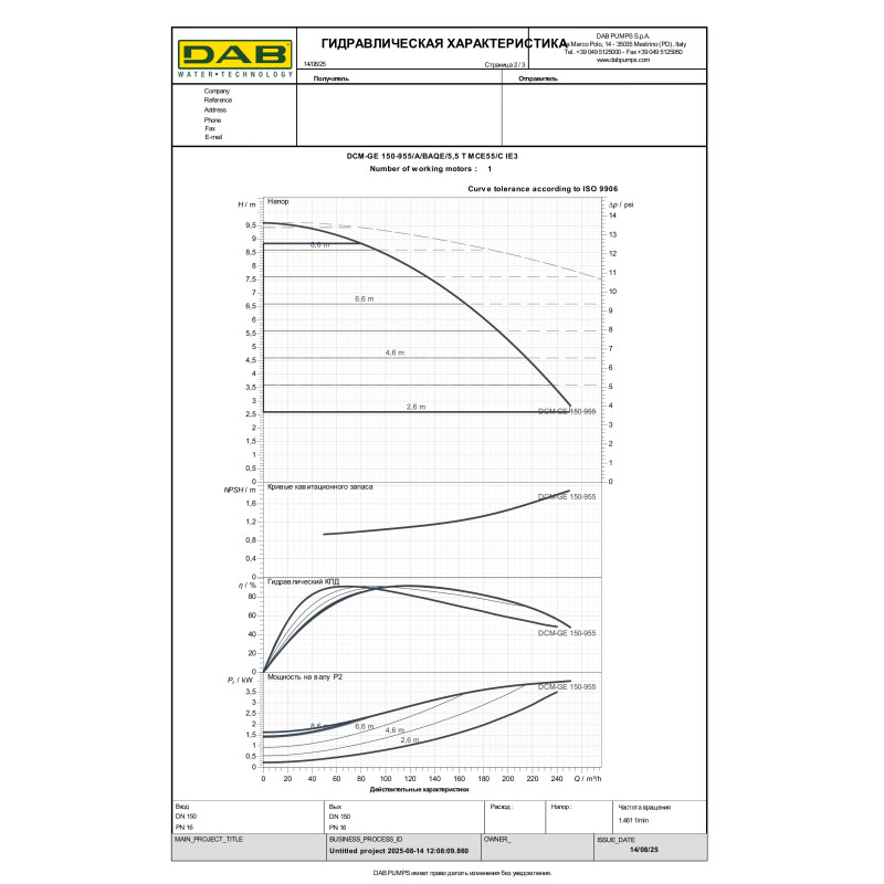 Насос с сухим ротором DCM-GE 150-955 (60192019)