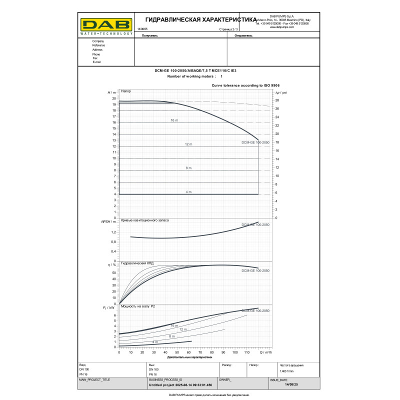 Насос с сухим ротором DCM-GE 100-2050 (60167295)