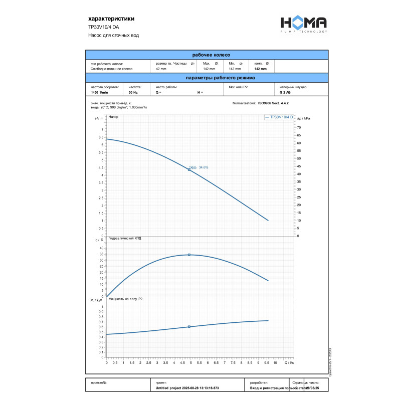Фекальный насос HOMA TP30V10/4 DA (9503256.02)