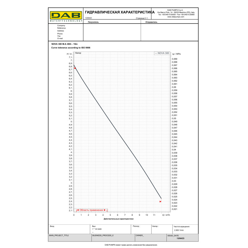 Насос дренажный DAB NOVA 300 MA 40th 10H05 (60198014H)